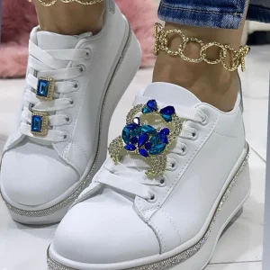 Sneakers Barcellona Inserti Argento Pietra Blu