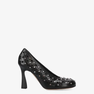 Studded calfskin pumps