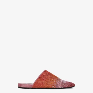 Leather clogs with pink gradient rhinestones