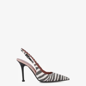 Zebra print slingback pumps
