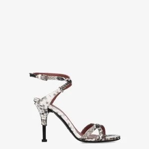 Python print leather heeled sandals
