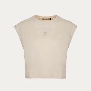 Canotta donna beige senza maniche