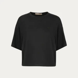 T-shirt donna nero con maniche a 3/4