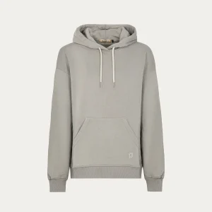 Felpa grigia con cappuccio e tasca a marsupio