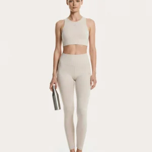 Leggings donna beige a vita alta