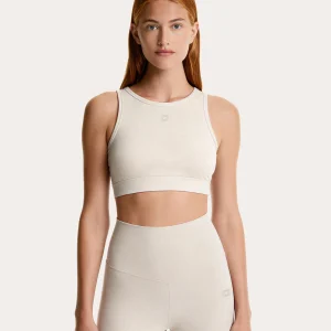 Top sportivo girocollo donna beige