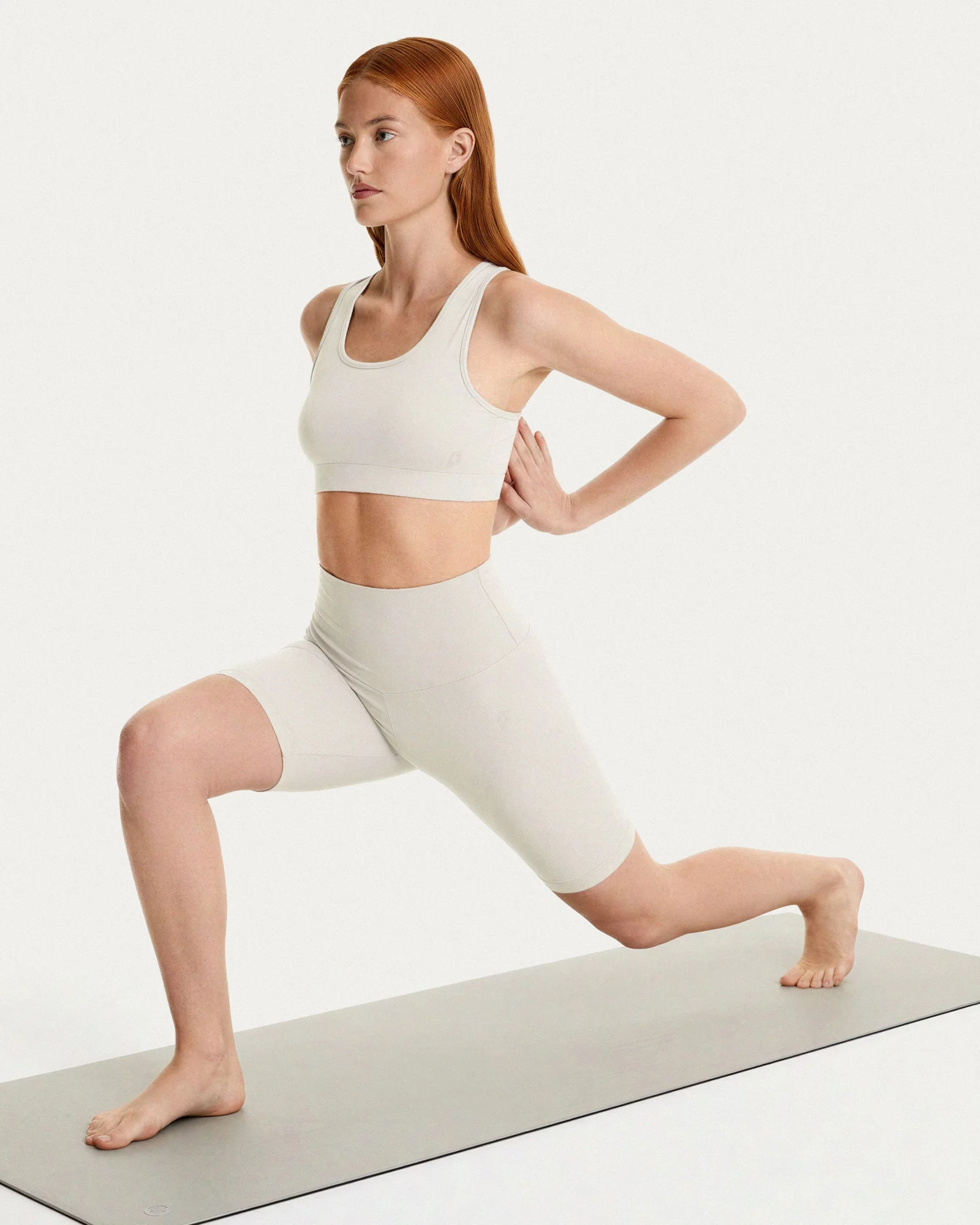 Leggings ciclista donna beige a vita alta - immagine 3