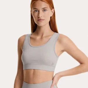 Top sportivo con scollo ampio donna grigio