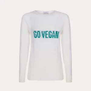 Maglione go vegan in cotone organico bianco vegano sostenibile