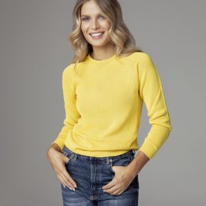 Maglione girocollo in cotone organico giallo vegano sostenibile