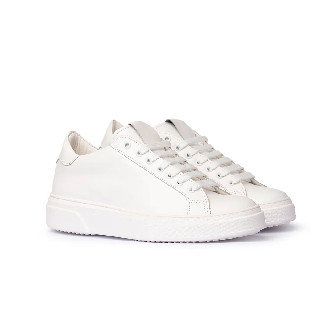 Sneaker in Pelle Bianca con Suola Bianca – Bianco - immagine 3