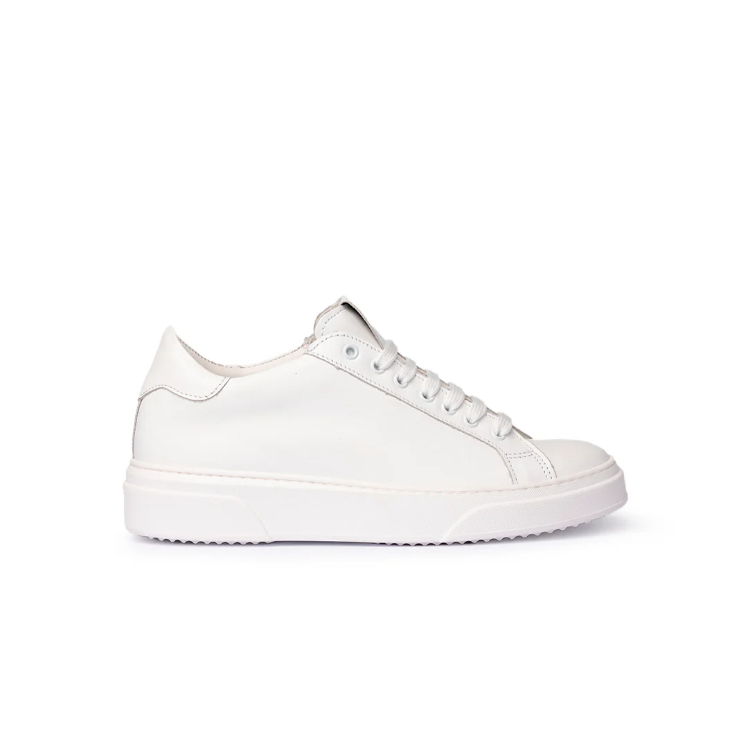 Sneaker in Pelle Bianca con Suola Bianca – Bianco
