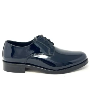 Scarpa elegante derby uomo vernice blu lucida -B7CDERV