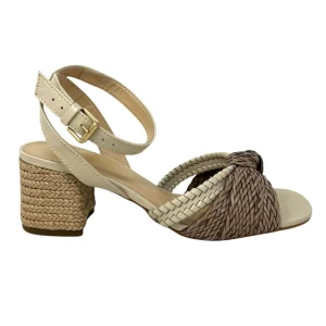 Sandalo con tacco quadrato in sughero beige - 2502GSA