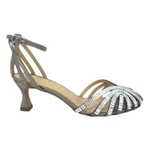 Decolletè argento strass con cinturino - 2030DDE