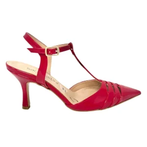 Decollete' t-bar T7 vernice rosso papavero - 6423ROS