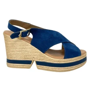 Sandalo zeppa suede denim - VV4925