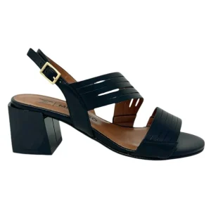 Sandalo con tacco quadrato 5cm pelle nero - K35531