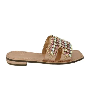 Ciabatta flat ad H con strass - GL820P