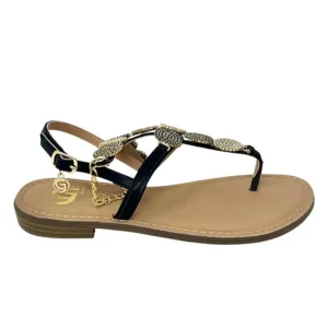 Sandalo infradito strass oro/nero - GL835NE