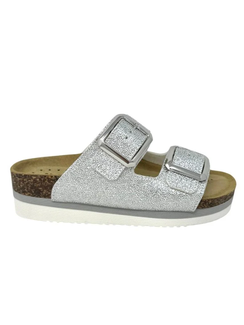 Ciabatta doppio cinturino argento glitter - GS4801A - immagine 2