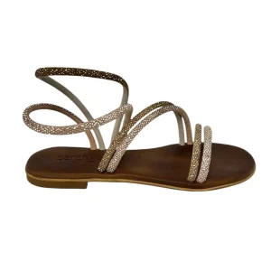 Sandalo intrecciato strass oro/rosa - NAOMIG