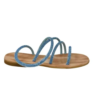 Sandalo intrecciato strass blu - AKTINAB