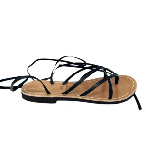 Sandalo basso mignon nero con lacci - 3213N