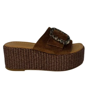 Ciabatta platform marrone animalier - COLLODI