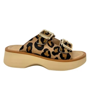 Ciabatta platform doppia fibbia animalier -G02603M