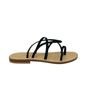 Sandalo infrapollice treccia nero tacco 3cm - MS0225