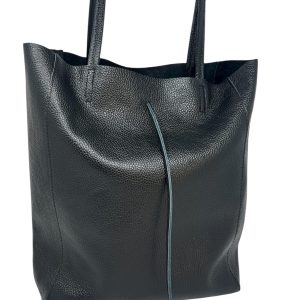 Maxi bag in pelle a secchiello con manici morbidi  - 9642