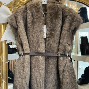 Eco-pelliccia smanicata marrone - 505017