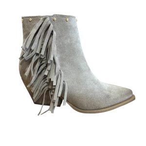 Texani camoscio mousse con frange t.7cm - V_033M