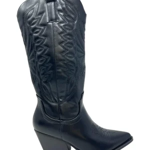 Texani neri con ricamo ecopelle - V_8087N