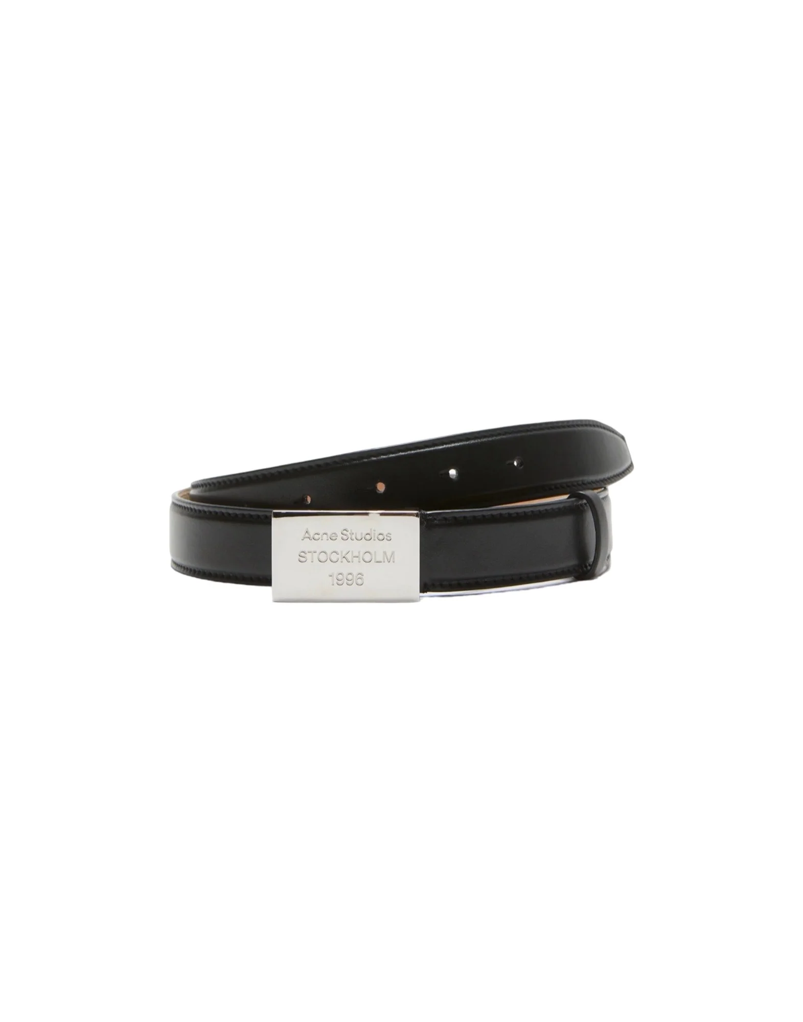 ACNE STUDIOS CINTURA FIBBIA LOGO PELLE NERA