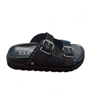 Sandalo con plateau doppia fibbia nero - CLW425