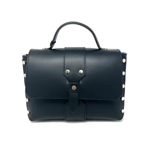 Bauletto midi borchie piatte vitello nero-94900N