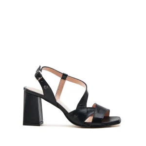 Sandalo nappa nero cinturino trasversale -E24251