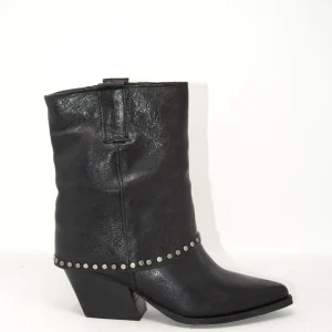 Stivali texani in pelle con risvolto -BLANCA