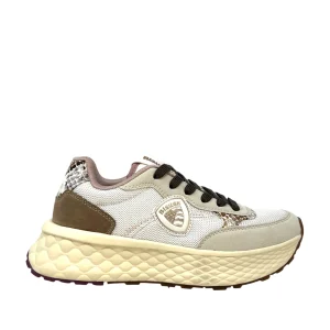 Sneaker cream/brown tessuto - LYNBRO